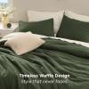 imageBedsure Waffle Comforter Set Queen Soft and Breathable Coconut White Bedding Comforter Set 3 Pieces 1 Waffle Weave Comforter 90quotx90quot and 2 Pillow Shams 20quotx26quot2quot04  Dark Green