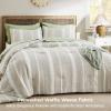 imageBedsure Waffle Queen Comforter Set  Linen Soft Cotton Bedding Set for All Seasons Stripe Fluffy Bed Set 3 Pieces with 1 Waffle Weave Comforter Queen Size and 2 Pillow Shams01  Linen
