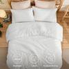 imageBedsure Waffle Queen Comforter Set  Linen Soft Cotton Bedding Set for All Seasons Stripe Fluffy Bed Set 3 Pieces with 1 Waffle Weave Comforter Queen Size and 2 Pillow Shams07  White