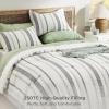 imageBedsure Waffle Queen Comforter Set  Linen Soft Cotton Bedding Set for All Seasons Stripe Fluffy Bed Set 3 Pieces with 1 Waffle Weave Comforter Queen Size and 2 Pillow Shams02  Ivory