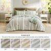 imageBedsure Waffle Queen Comforter Set  Linen Soft Cotton Bedding Set for All Seasons Stripe Fluffy Bed Set 3 Pieces with 1 Waffle Weave Comforter Queen Size and 2 Pillow Shams01  Linen