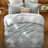 imageBedsure Waffle Queen Comforter Set  Linen Soft Cotton Bedding Set for All Seasons Stripe Fluffy Bed Set 3 Pieces with 1 Waffle Weave Comforter Queen Size and 2 Pillow Shams04  Grey