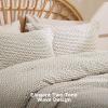 imageBedsure Waffle Queen Comforter Set  Linen Soft Cotton Bedding Set for All Seasons Stripe Fluffy Bed Set 3 Pieces with 1 Waffle Weave Comforter Queen Size and 2 Pillow Shams03  Taupe