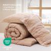 imageBedsure Waffle Queen Comforter Set  Linen Soft Cotton Bedding Set for All Seasons Stripe Fluffy Bed Set 3 Pieces with 1 Waffle Weave Comforter Queen Size and 2 Pillow Shams05  Pink