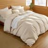 imageBedsure Waffle Queen Comforter Set  Linen Soft Cotton Bedding Set for All Seasons Stripe Fluffy Bed Set 3 Pieces with 1 Waffle Weave Comforter Queen Size and 2 Pillow Shams06  Beige