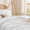 imageBedsure Waffle Queen Comforter Set  Linen Soft Cotton Bedding Set for All Seasons Stripe Fluffy Bed Set 3 Pieces with 1 Waffle Weave Comforter Queen Size and 2 Pillow Shams07  White