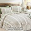 imageBedsure Waffle Queen Comforter Set  Linen Soft Cotton Bedding Set for All Seasons Stripe Fluffy Bed Set 3 Pieces with 1 Waffle Weave Comforter Queen Size and 2 Pillow Shams01  Linen