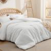 imageBedsure Waffle Queen Comforter Set  Linen Soft Cotton Bedding Set for All Seasons Stripe Fluffy Bed Set 3 Pieces with 1 Waffle Weave Comforter Queen Size and 2 Pillow Shams07  White