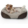 imageBedsure Washable Dog Bed Small DogCat Rectangle Fluffy Plush Kitten Puppy Bed Comfy Corduroy Fleece and Nonskid Bottom20x19x6inchesBrownBrown
