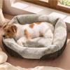 imageBedsure Washable Dog Bed Small DogCat Rectangle Fluffy Plush Kitten Puppy Bed Comfy Corduroy Fleece and Nonskid Bottom20x19x6inchesBrownBrown