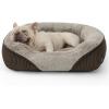 imageBedsure Washable Dog Bed Small DogCat Rectangle Fluffy Plush Kitten Puppy Bed Comfy Corduroy Fleece and Nonskid Bottom20x19x6inchesBrownBrown
