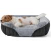 imageBedsure Washable Dog Bed Small DogCat Rectangle Fluffy Plush Kitten Puppy Bed Comfy Corduroy Fleece and Nonskid Bottom20x19x6inchesBrownGrey