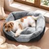 imageBedsure Washable Dog Bed Small DogCat Rectangle Fluffy Plush Kitten Puppy Bed Comfy Corduroy Fleece and Nonskid Bottom20x19x6inchesBrownGrey