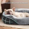 imageBedsure Washable Dog Bed Small DogCat Rectangle Fluffy Plush Kitten Puppy Bed Comfy Corduroy Fleece and Nonskid Bottom20x19x6inchesBrownGrey