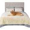 imageBedsure Waterproof Dog Blankets for Large Dogs  Cat Blanket for Couch Protector Washable Long Faux Fur Calming Soft Reversible Throw Furniture Protection for Puppy Pet Pet 40quotx50quot GreyCream