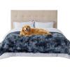 imageBedsure Waterproof Dog Blankets for Large Dogs  Cat Blanket for Couch Protector Washable Long Faux Fur Calming Soft Reversible Throw Furniture Protection for Puppy Pet Pet 40quotx50quot GreyTiedye Navy