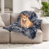 imageBedsure Waterproof Dog Blankets for Large Dogs  Cat Blanket for Couch Protector Washable Long Faux Fur Calming Soft Reversible Throw Furniture Protection for Puppy Pet Pet 40quotx50quot GreyTiedye Grey