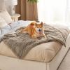 imageBedsure Waterproof Dog Blankets for Large Dogs  Cat Blanket for Couch Protector Washable Long Faux Fur Calming Soft Reversible Throw Furniture Protection for Puppy Pet Pet 40quotx50quot GreyLight Brown
