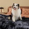imageBedsure Waterproof Dog Blankets for Large Dogs  Cat Blanket for Couch Protector Washable Long Faux Fur Calming Soft Reversible Throw Furniture Protection for Puppy Pet Pet 40quotx50quot GreyTiedye Black