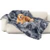 imageBedsure Waterproof Dog Blankets for Large Dogs  Cat Blanket for Couch Protector Washable Long Faux Fur Calming Soft Reversible Throw Furniture Protection for Puppy Pet Pet 40quotx50quot GreyTiedye Grey