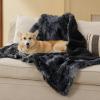 imageBedsure Waterproof Dog Blankets for Large Dogs  Cat Blanket for Couch Protector Washable Long Faux Fur Calming Soft Reversible Throw Furniture Protection for Puppy Pet Pet 40quotx50quot GreyTiedye Black