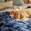 imageBedsure Waterproof Dog Blankets for Large Dogs  Cat Blanket for Couch Protector Washable Long Faux Fur Calming Soft Reversible Throw Furniture Protection for Puppy Pet Pet 40quotx50quot GreyTiedye Navy