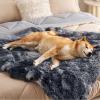 imageBedsure Waterproof Dog Blankets for Large Dogs  Cat Blanket for Couch Protector Washable Long Faux Fur Calming Soft Reversible Throw Furniture Protection for Puppy Pet Pet 40quotx50quot GreyTiedye Grey