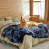 imageBedsure Waterproof Dog Blankets for Large Dogs  Cat Blanket for Couch Protector Washable Long Faux Fur Calming Soft Reversible Throw Furniture Protection for Puppy Pet Pet 40quotx50quot GreyTiedye Navy
