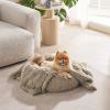 imageBedsure Waterproof Dog Blankets for Large Dogs  Cat Blanket for Couch Protector Washable Long Faux Fur Calming Soft Reversible Throw Furniture Protection for Puppy Pet Pet 40quotx50quot GreyLight Brown