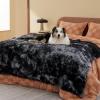 imageBedsure Waterproof Dog Blankets for Large Dogs  Cat Blanket for Couch Protector Washable Long Faux Fur Calming Soft Reversible Throw Furniture Protection for Puppy Pet Pet 40quotx50quot GreyTiedye Black