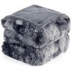 imageBedsure Waterproof Dog Blankets for Large Dogs  Cat Blanket for Couch Protector Washable Long Faux Fur Calming Soft Reversible Throw Furniture Protection for Puppy Pet Pet 40quotx50quot GreyTiedye Grey