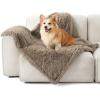 imageBedsure Waterproof Dog Blankets for Large Dogs  Cat Blanket for Couch Protector Washable Long Faux Fur Calming Soft Reversible Throw Furniture Protection for Puppy Pet Pet 40quotx50quot GreyLight Brown