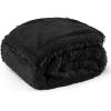 imageBedsure Waterproof Dog Blankets for Large Dogs  Cat Blanket for Couch Protector Washable Long Faux Fur Calming Soft Reversible Throw Furniture Protection for Puppy Pet Pet 40quotx50quot GreyBlack