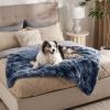 imageBedsure Waterproof Dog Blankets for Large Dogs  Cat Blanket for Couch Protector Washable Long Faux Fur Calming Soft Reversible Throw Furniture Protection for Puppy Pet Pet 40quotx50quot GreyTiedye Navy