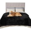 imageBedsure Waterproof Dog Blankets for Large Dogs  Cat Blanket for Couch Protector Washable Long Faux Fur Calming Soft Reversible Throw Furniture Protection for Puppy Pet Pet 40quotx50quot GreyBlack
