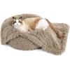 imageBedsure Waterproof Dog Blankets for Large Dogs  Cat Blanket for Couch Protector Washable Long Faux Fur Calming Soft Reversible Throw Furniture Protection for Puppy Pet Pet 40quotx50quot GreyLight Brown