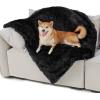 imageBedsure Waterproof Dog Blankets for Large Dogs  Cat Blanket for Couch Protector Washable Long Faux Fur Calming Soft Reversible Throw Furniture Protection for Puppy Pet Pet 40quotx50quot GreyBlack