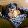 imageBedsure Waterproof Dog Blankets for Large Dogs  Cat Blanket for Couch Protector Washable Long Faux Fur Calming Soft Reversible Throw Furniture Protection for Puppy Pet Pet 40quotx50quot GreyTiedye Navy