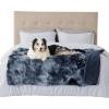 imageBedsure Waterproof Dog Blankets for Large Dogs  Cat Blanket for Couch Protector Washable Long Faux Fur Calming Soft Reversible Throw Furniture Protection for Puppy Pet Pet 40quotx50quot GreyTiedye Navy