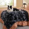 imageBedsure Waterproof Dog Blankets for Large Dogs  Cat Blanket for Couch Protector Washable Long Faux Fur Calming Soft Reversible Throw Furniture Protection for Puppy Pet Pet 40quotx50quot GreyTiedye Black