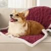 imageBedsure Waterproof Dog Blankets for Medium Dogs  Pet Blanket for Couch Protector Washable Premium Jacquard Coral Fleece Cat Throw Blanket Soft Plush Reversible Furniture Protection30quotx40quot TaupeBurgundy