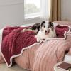 imageBedsure Waterproof Dog Blankets for Medium Dogs  Pet Blanket for Couch Protector Washable Premium Jacquard Coral Fleece Cat Throw Blanket Soft Plush Reversible Furniture Protection30quotx40quot TaupeBurgundy