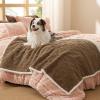 imageBedsure Waterproof Dog Blankets for Medium Dogs  Pet Blanket for Couch Protector Washable Premium Jacquard Coral Fleece Cat Throw Blanket Soft Plush Reversible Furniture Protection30quotx40quot TaupeTaupe