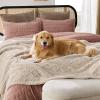 imageBedsure Waterproof Dog Blankets for Medium Dogs  Pet Blanket for Couch Protector Washable Premium Jacquard Coral Fleece Cat Throw Blanket Soft Plush Reversible Furniture Protection30quotx40quot TaupeCream