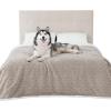 imageBedsure Waterproof Dog Blankets for Medium Dogs  Pet Blanket for Couch Protector Washable Premium Jacquard Coral Fleece Cat Throw Blanket Soft Plush Reversible Furniture Protection30quotx40quot TaupePale Oak