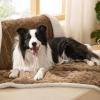 imageBedsure Waterproof Dog Blankets for Medium Dogs  Pet Blanket for Couch Protector Washable Premium Jacquard Coral Fleece Cat Throw Blanket Soft Plush Reversible Furniture Protection30quotx40quot TaupeTaupe