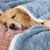 imageBedsure Waterproof Dog Blankets for Medium Dogs  Pet Blanket for Couch Protector Washable Premium Jacquard Coral Fleece Cat Throw Blanket Soft Plush Reversible Furniture Protection30quotx40quot TaupeLight Blue
