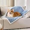 imageBedsure Waterproof Dog Blankets for Medium Dogs  Pet Blanket for Couch Protector Washable Premium Jacquard Coral Fleece Cat Throw Blanket Soft Plush Reversible Furniture Protection30quotx40quot TaupeLight Blue