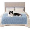 imageBedsure Waterproof Dog Blankets for Medium Dogs  Pet Blanket for Couch Protector Washable Premium Jacquard Coral Fleece Cat Throw Blanket Soft Plush Reversible Furniture Protection30quotx40quot TaupeLight Blue