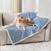 imageBedsure Waterproof Dog Blankets for Medium Dogs  Pet Blanket for Couch Protector Washable Premium Jacquard Coral Fleece Cat Throw Blanket Soft Plush Reversible Furniture Protection30quotx40quot TaupeLight Blue
